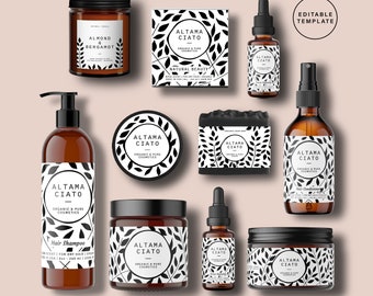 Black & White Cosmetic Label Design Template, Custom Skincare Packaging Labels , Beauty Product Branding