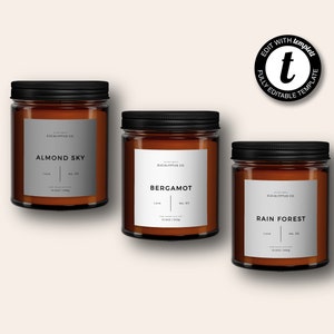 Printable Candle Label Template, Modern Candle Label Design, Personalised Candle Labels, Custom ...