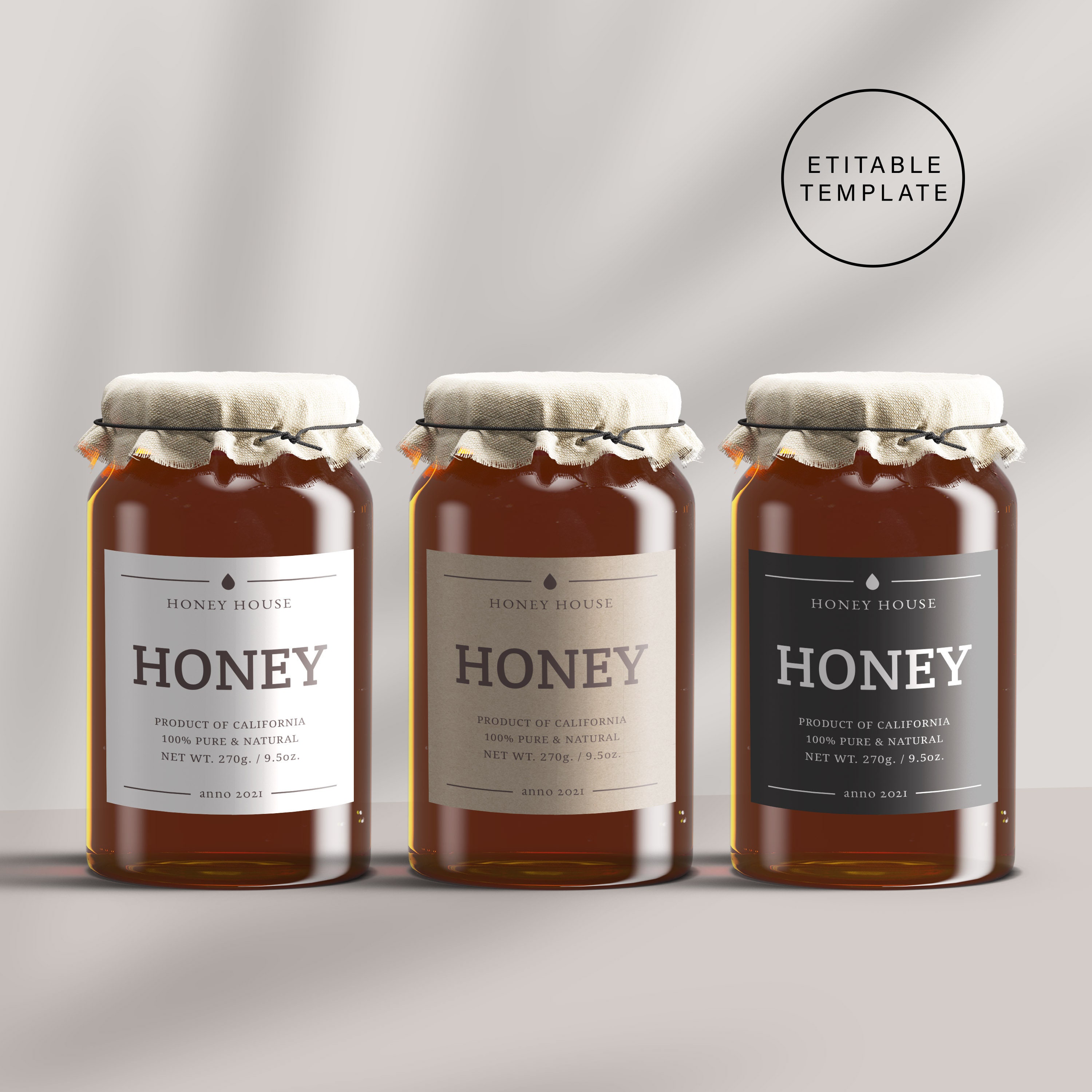 Editable Honey Pot / Jam Jar Label Template Printable Honey Etsy