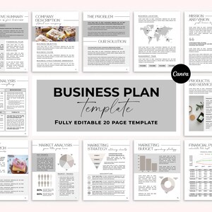 Business Plan Template Printable, Small Business Planner, Start Up Workbook, Side Hustle Planner, Editable Canva Template