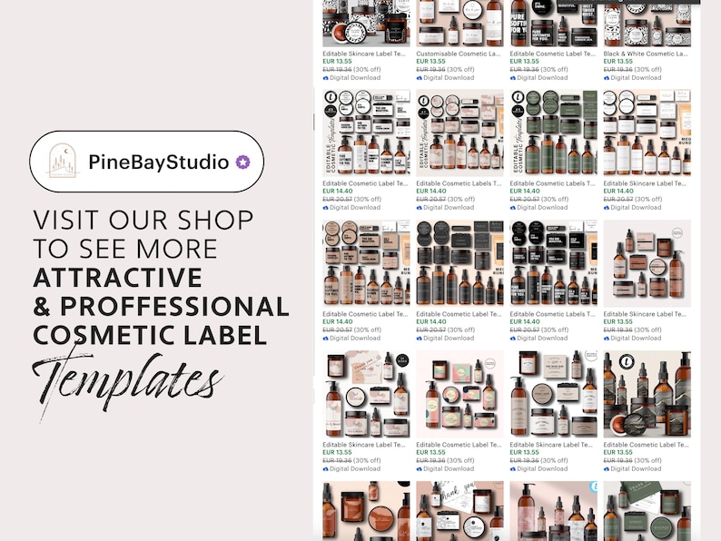 Editable Skincare Label Template, Cosmetic Product Labels, Beauty Branding Kit, DIY Printable Jar Labels, Templett image 9