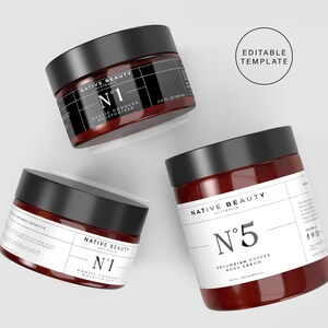 Editable Cosmetic Jar Label Template, Printable Skincare Product Label ...