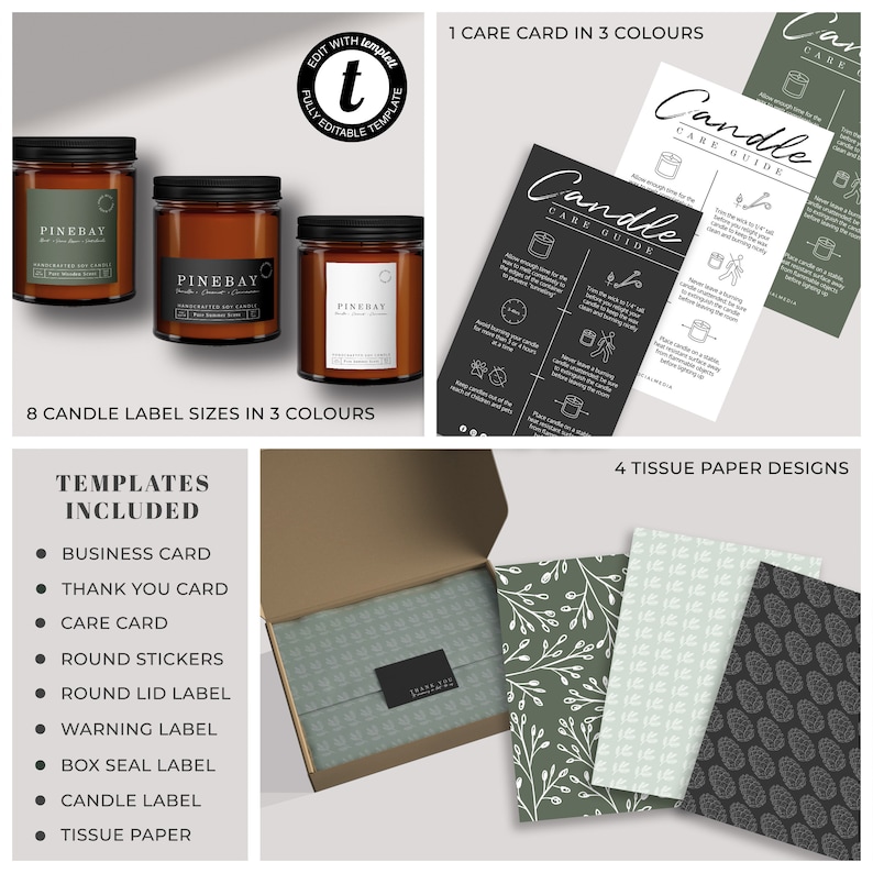 Editable Candle Business Branding Kit Candle Branding Bundle Etsy