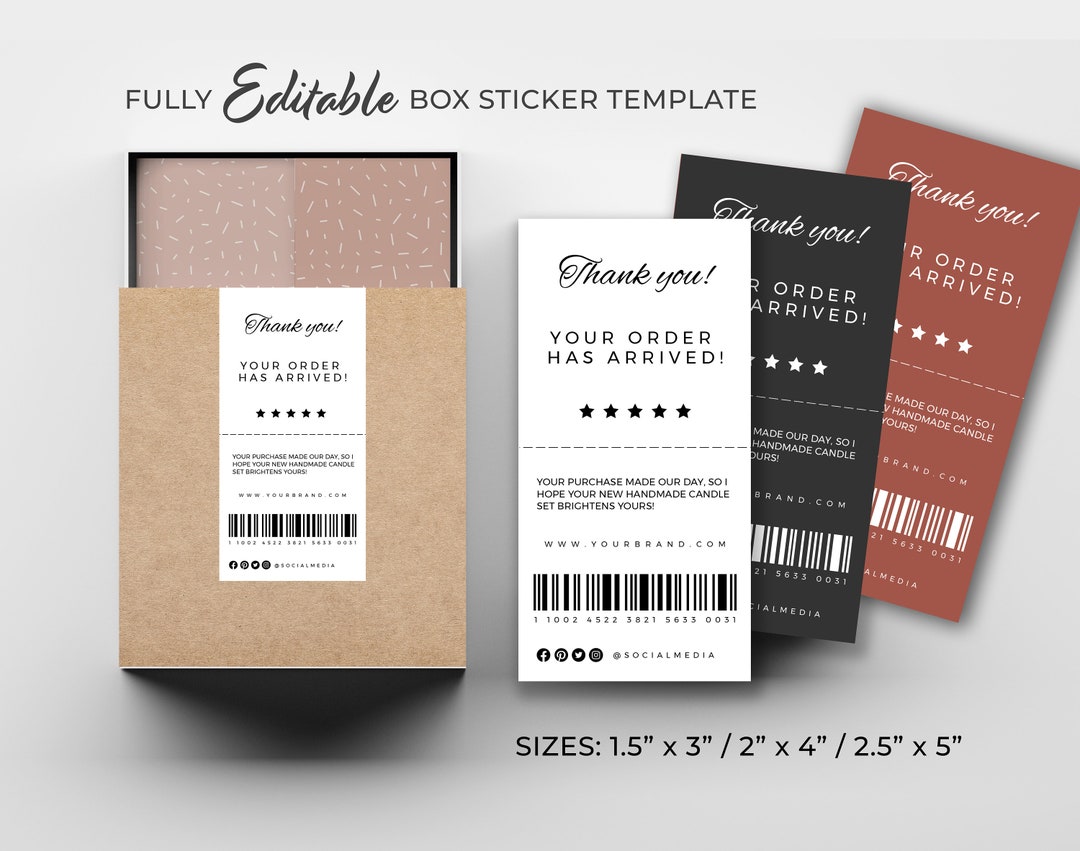 Editable Box Label Template, Box Packaging Sticker, Printable Box Seal ...