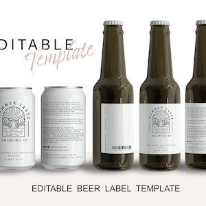 Editable Beer Label Template, Printable Beer Can Label, Custom Beer Bottle Label Design, Home Brew Custom Label Template, Lager Label Sticke