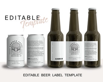 Editable Beer Label Template: Custom Home Brew Design