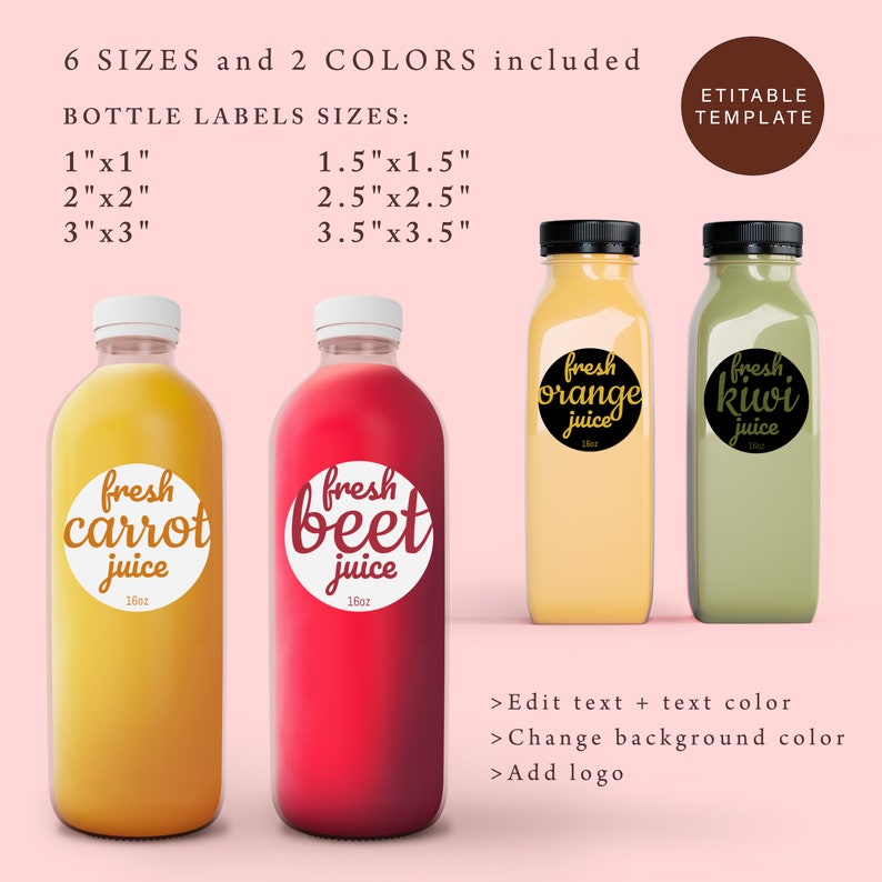 Editable Juice Bottle Label Custom Label Editable Juice Etsy