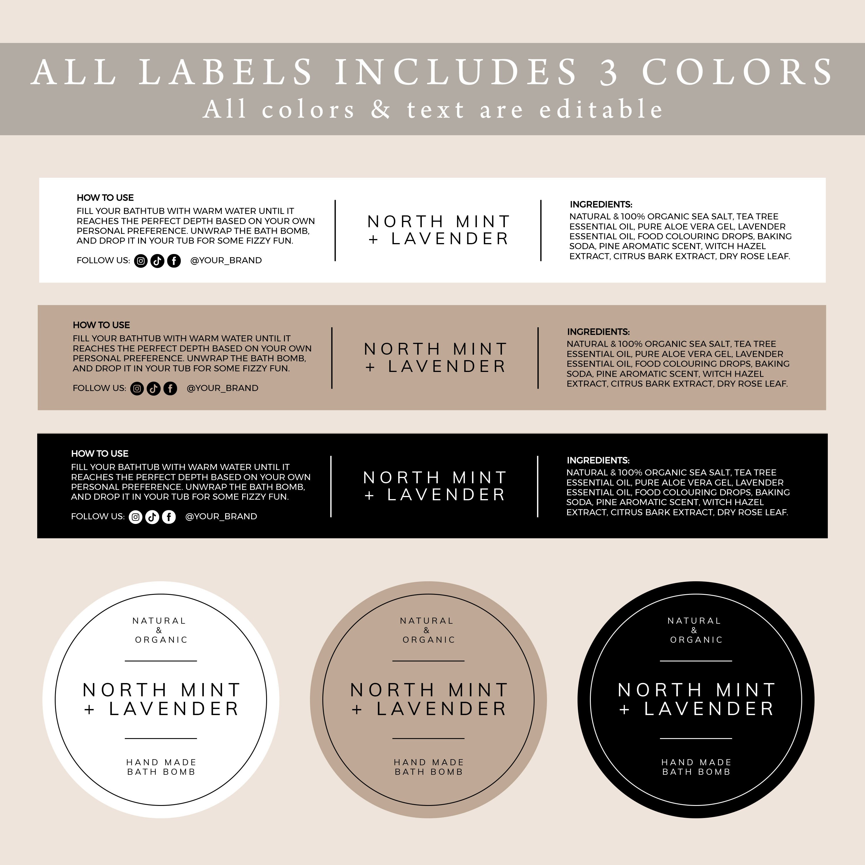 Editable Bath Bomb Label Template Wrap Around Bath Soap - Etsy