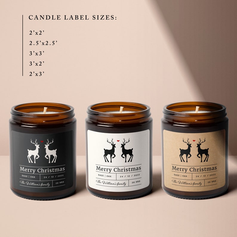 Printable Candle Labels Template Christmas Modern Candle - Etsy