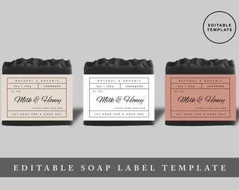 Editable Soap Label Template, Printable Soap Label, DIY Soap Packaging, Custom Label Design, Modern Soap Bar Branding