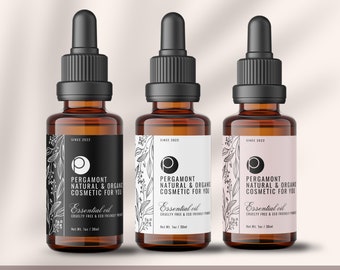 Editable Product Label, Custom Dropper Bottle Label Template, Stylish Essential Oil Label Design, DIY Bottle Label, 1oz 2oz 4oz label