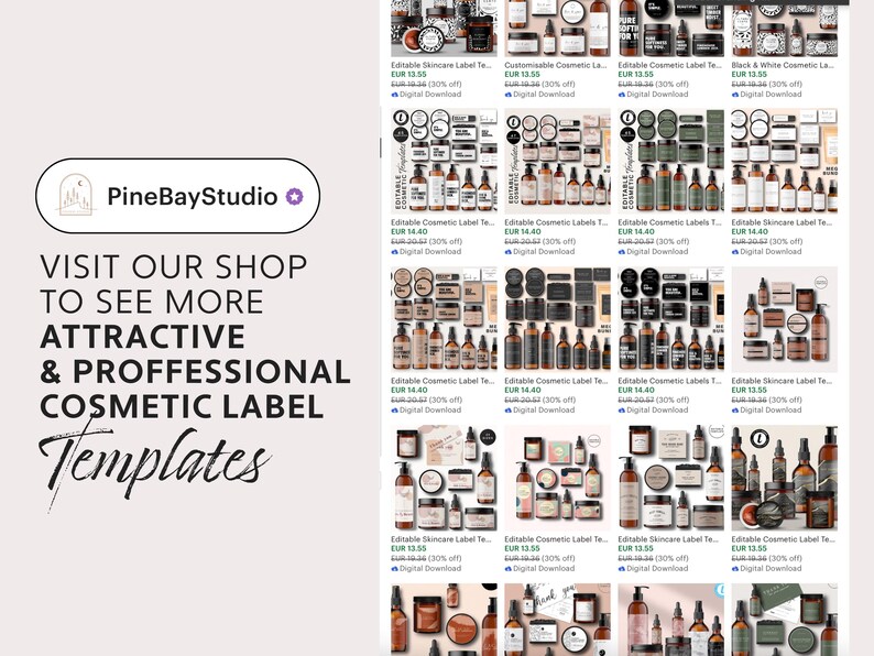 Editable Cosmetic Label Template, Customisable Beauty Product Label, Bottle Label, DIY Skincare Labels image 10