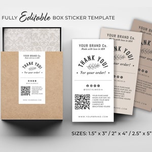 Editable Box Seal Label Template: Modern Packaging Sticker (Digital Download)