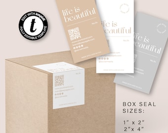 Editable Box Seal Label, Box Sticker, Modern Packaging Design, Box Label Template, Printable Packaging Sticker, DIY Shipping Label
