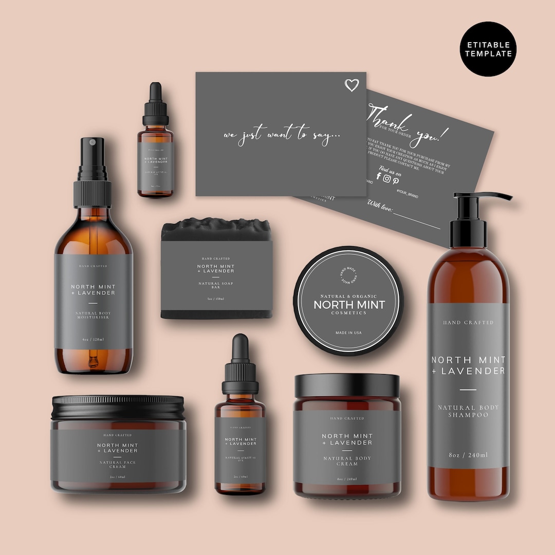Editable Cosmetic Label Template, Customisable Beauty Product