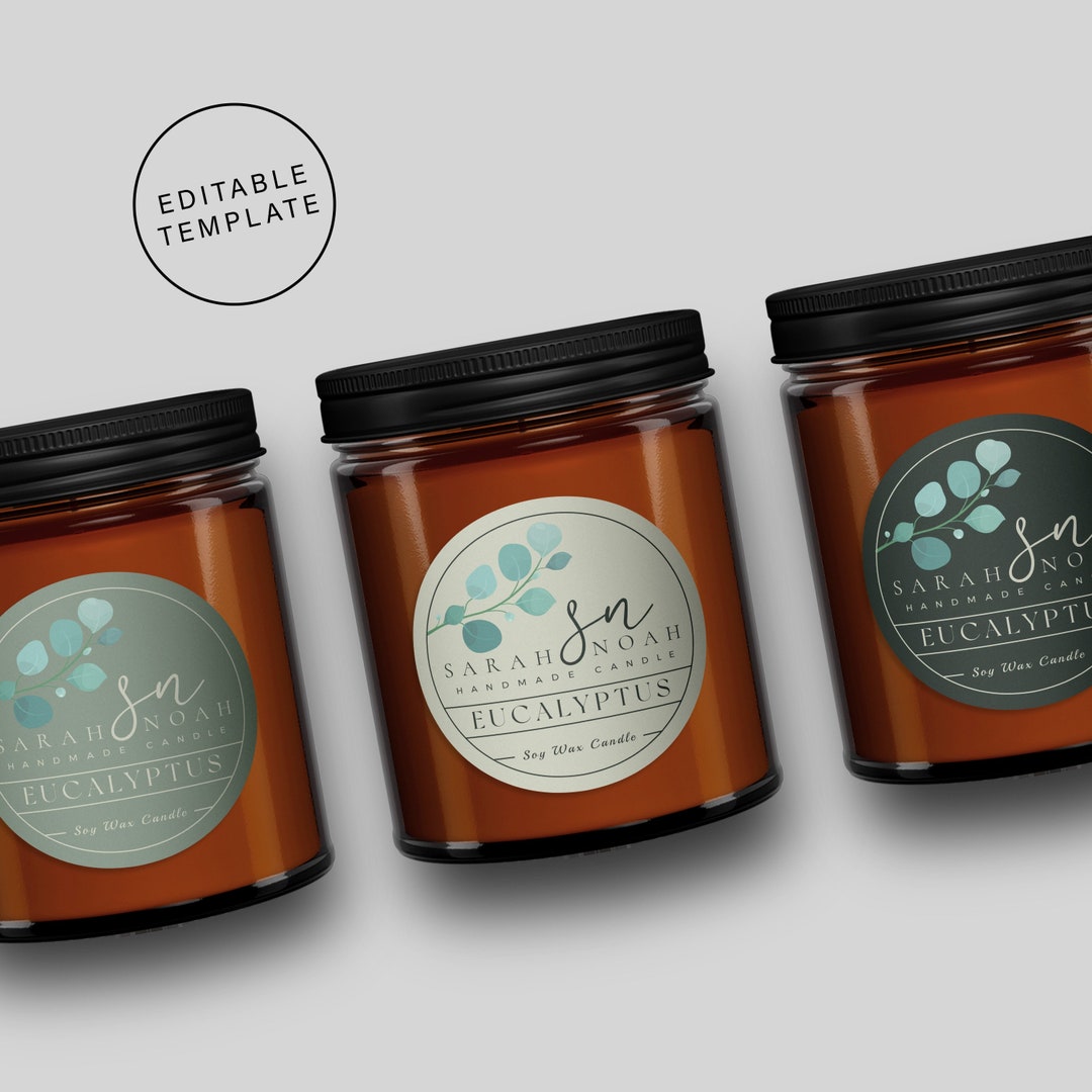 Editable Modern Candle Label Template, DIY Candle Sticker Label ...