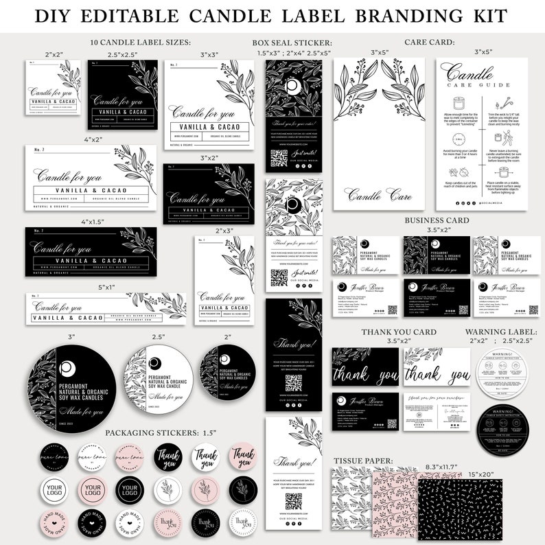 Editable Candle Branding Kit Template Candle Making Kit Etsy