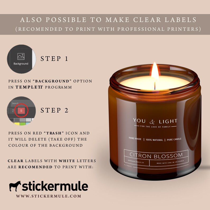May include: A brown glass candle jar with a white label that reads "You & Light" and "Citron Blossom". The candle is lit and the flame is visible. The label also includes the text "For the love of family", "Hand Made", "100% Natural", and "Pure Candle".