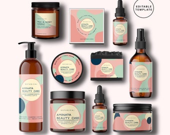 Editable Cosmetic Label Templates, Skincare Labels, Product Packaging Design, Instant Download