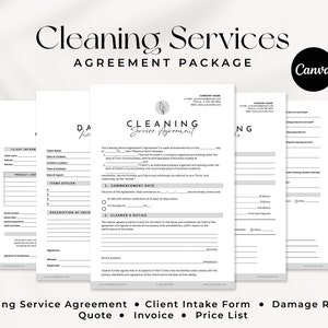 Editable Cleaning Service Contract Bundle: Business Forms (Canva Template)