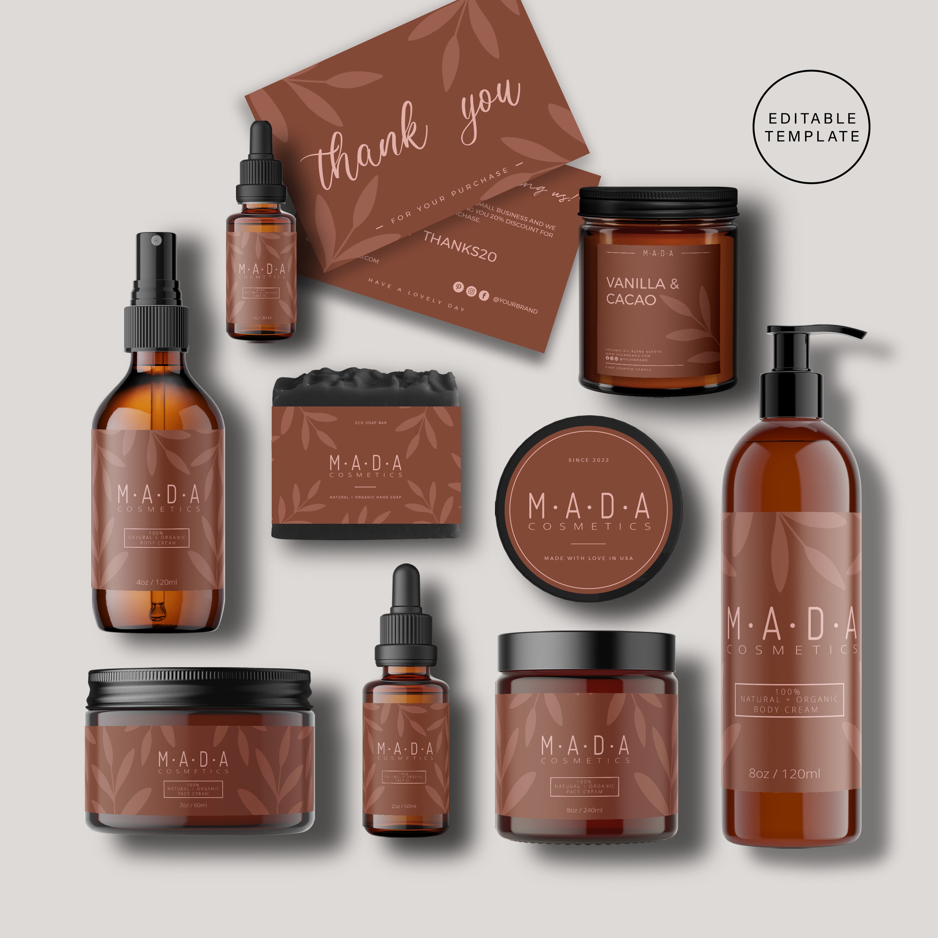 Skin Care Label Template, Editable Cosmetic Labels, Customisable ...