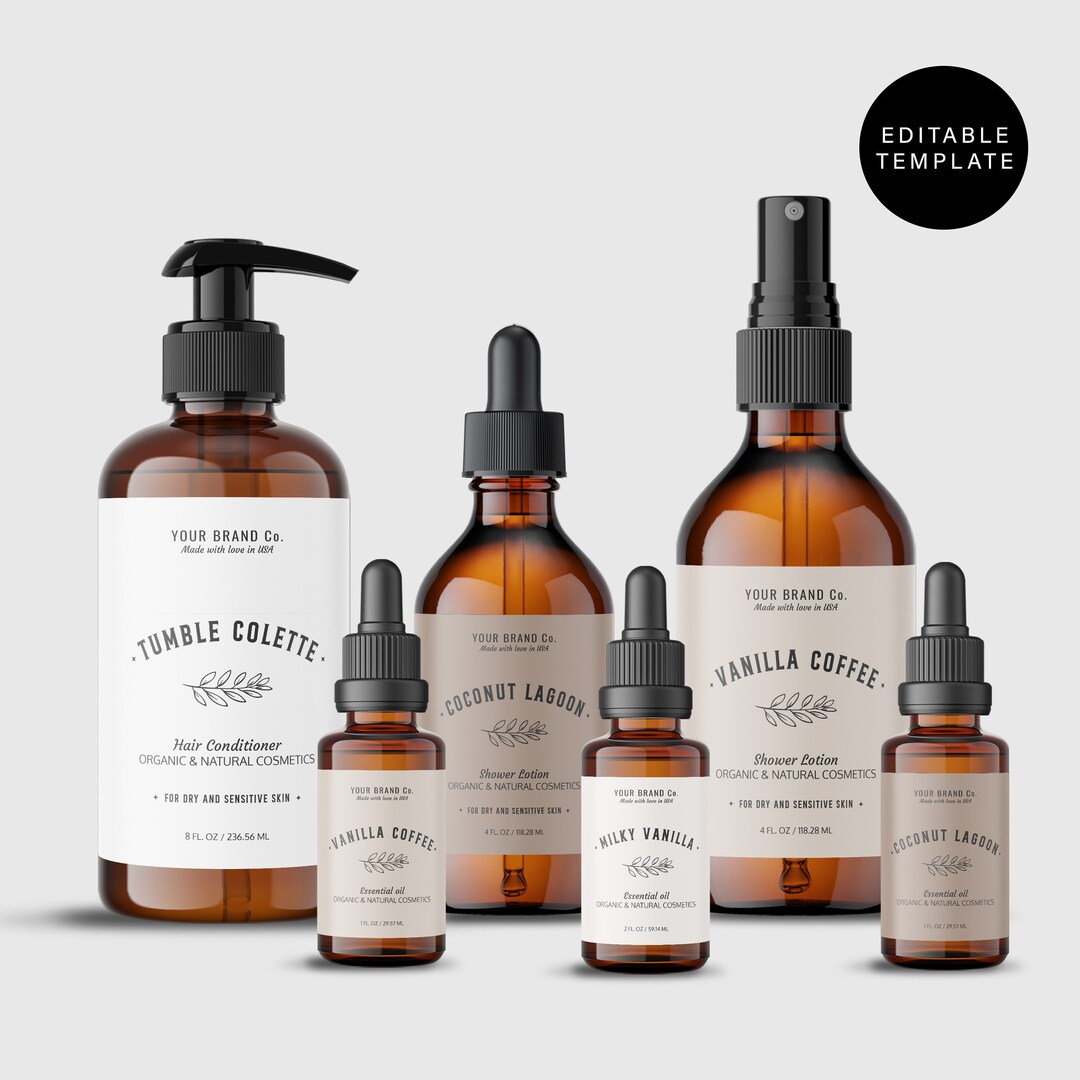 Editable 1 Oz Bottle Label Template DIY, Customizable Apothecary ...