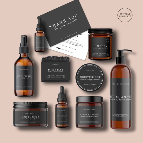 Editable Cosmetic Label Template, Customisable Beauty Product Label, Bottle Label, DIY Skincare Labels