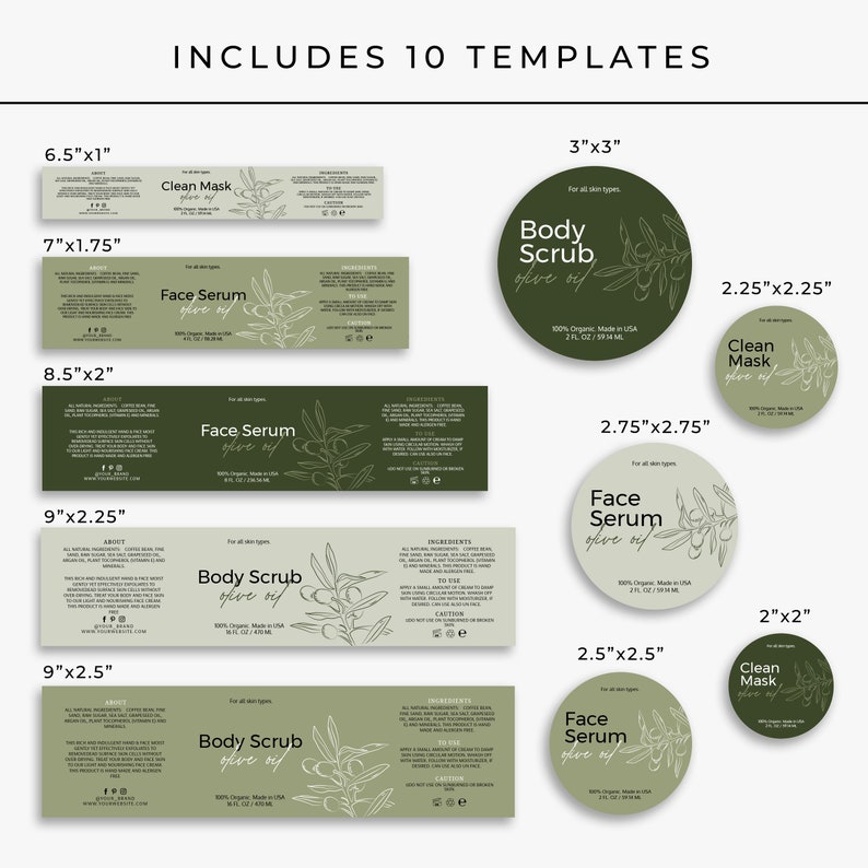Label 9 Inch Editable Cosmetic Jar Label Template: DIY Beauty Product Labels ...