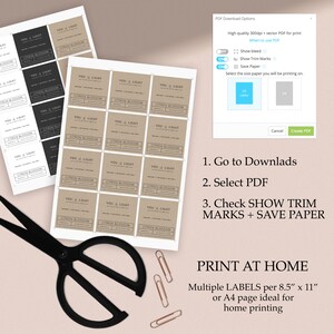 May include: A sheet of printable labels with the text "You & Light Citron Blossom" repeated 16 times. The labels are on a brown background with white text. The image also includes instructions for printing the labels at home on 8.5 x 11 inch paper.