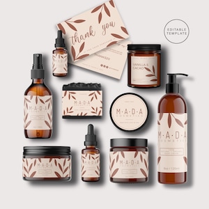 Editable Skincare Product Labels, DIY Cosmetic Label Template, Custom Labels, Printable Body Cosmetic Bundle, Beauty Product Branding Kit