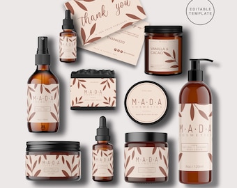 Editable Skincare Product Labels, DIY Cosmetic Label Template, Custom Labels, Printable Body Cosmetic Bundle, Beauty Product Branding Kit