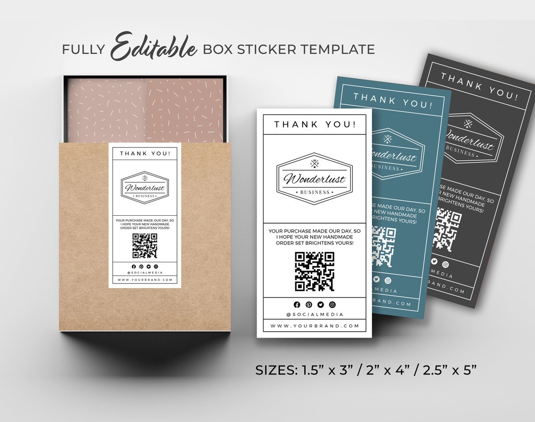 Box Label Template, Editable Packaging Labels, Order Packaging Stickers