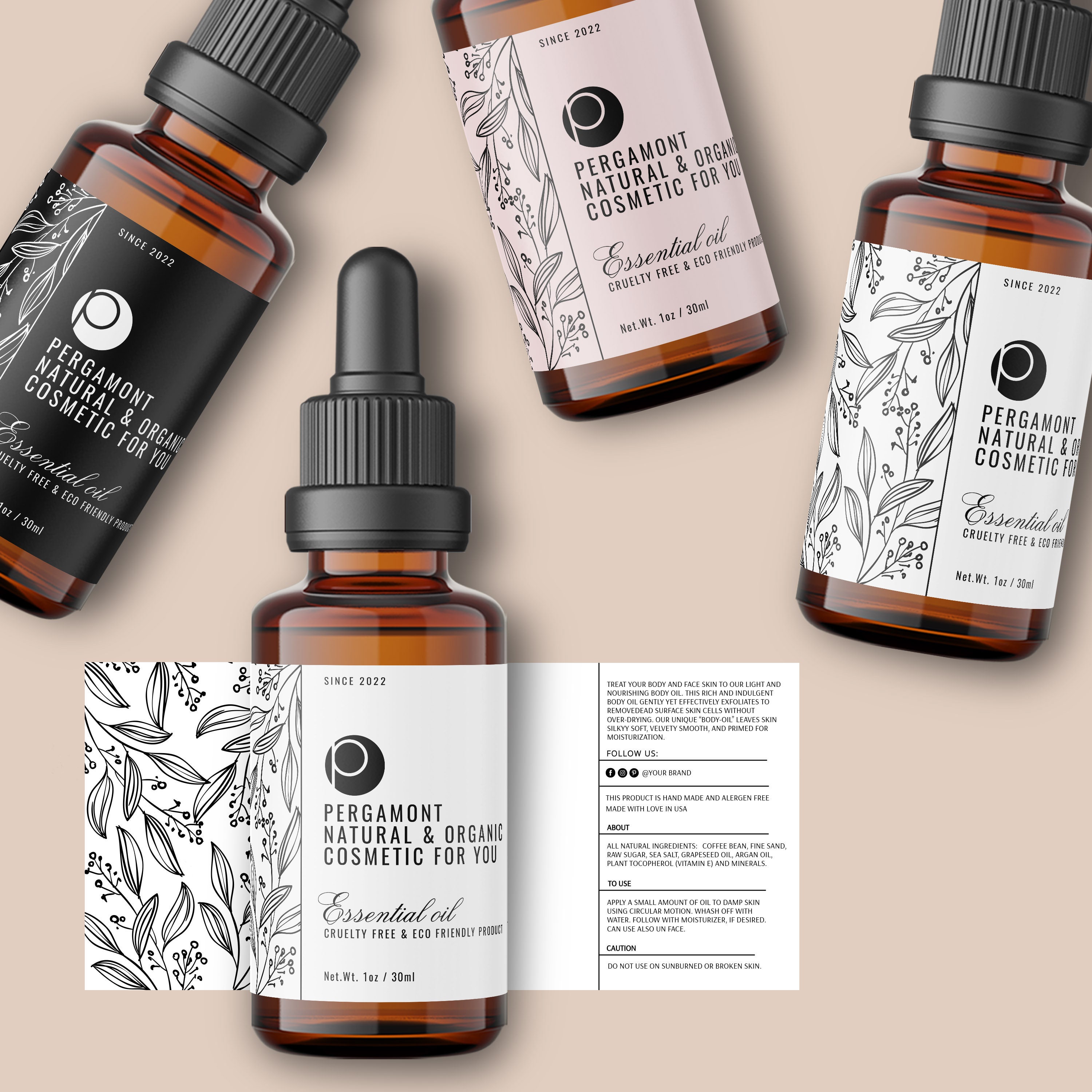 Editable Product Label, Custom Dropper Bottle Label Template, Stylish ...