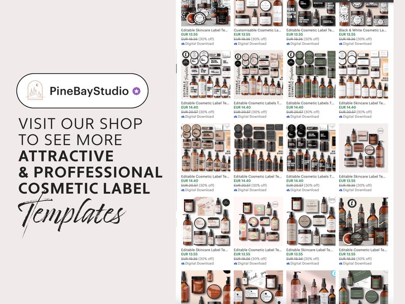 Editable Cosmetic Labels Templates, Custom Body Product Label, DIY Skincare Labels, Beauty Sticker Design, Bottle and Jar Labels, Branding image 8