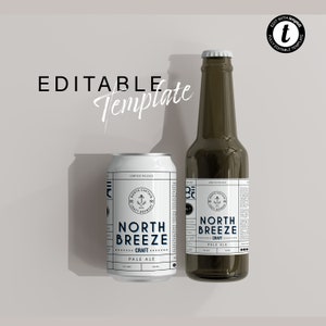Editable Beer Label Template, Printable Beer Bottle Label, Kombucha Bottle Label Design, Home Brew Beer Sticker, Lager Label, Brewery Label