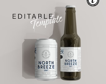 Editable Beer Label Template, Printable Beer Bottle Label, Kombucha Bottle Label Design, Home Brew Beer Sticker, Lager Label, Brewery Label