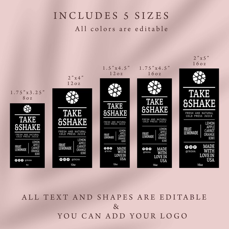 Editable Juice Bottle Label Template Custom Juice Sticker - Etsy