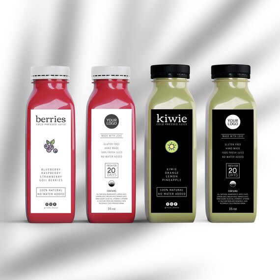 Editable Juice Bottle Label Template Juice Label Sticker - Etsy