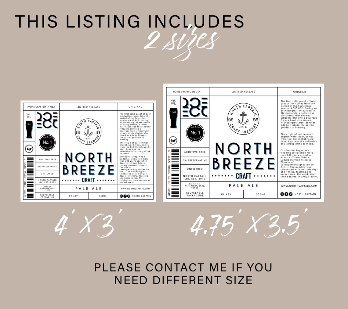 Editable Beer Label Template Printable Beer Bottle Label - Etsy