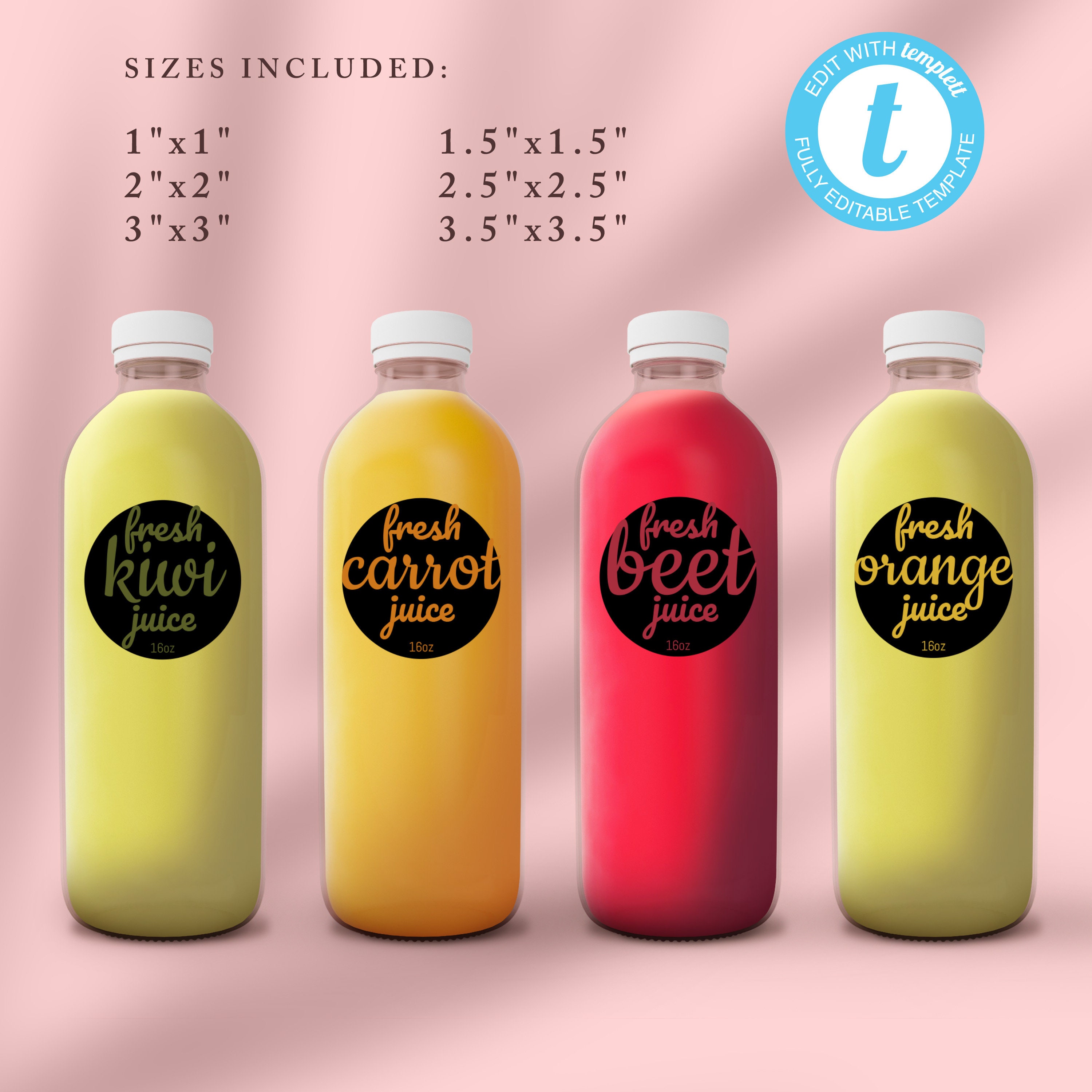 Editable Juice bottle label Custom label Editable Juice Etsy