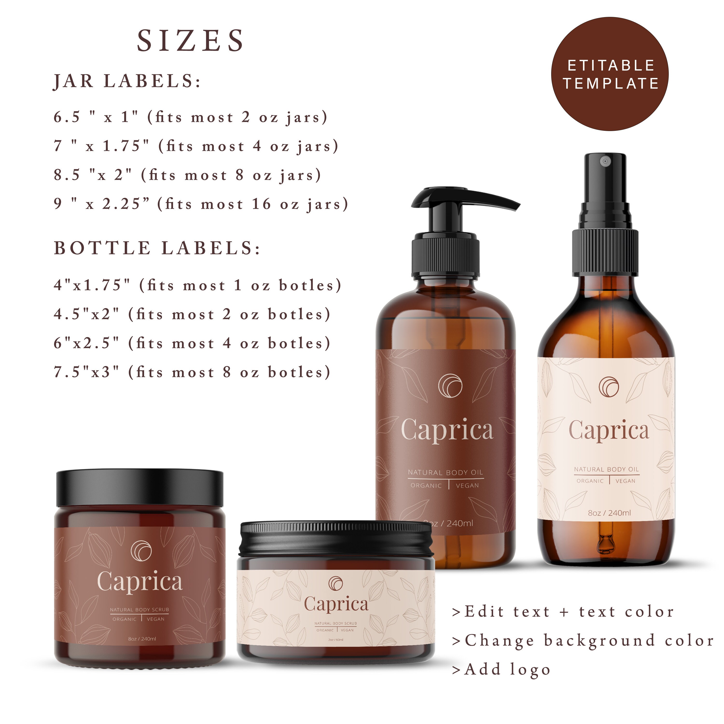 Editable Cosmetic Label Template Customisable Product Label - Etsy