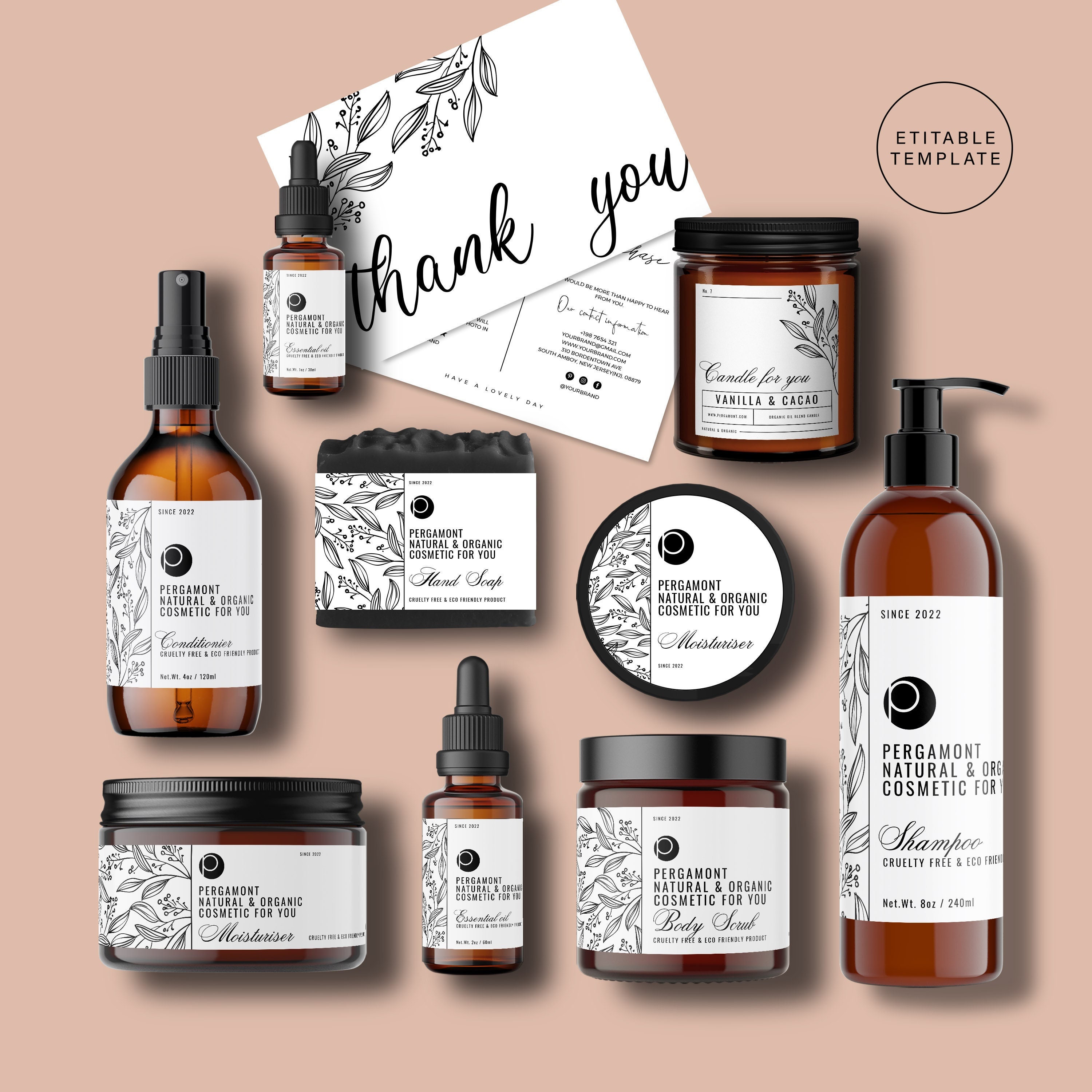 Editable Cosmetic Labels, DIY Cosmetic Labels, Editable Body Product Labels, Cosmetic Label Printable, Custom Skin Care Labels