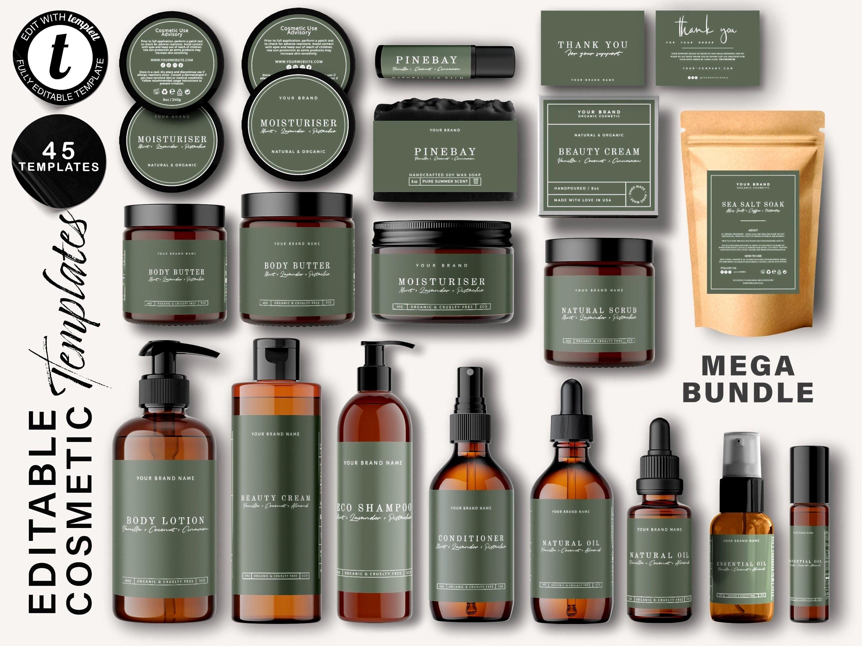 Editable Cosmetic Labels Templates, Custom Body Product Label, DIY Skincare Labels, Beauty Sticker Design, Bottle and Jar Labels, Branding