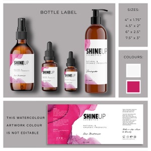 Editable Skincare Label Template, Cosmetic Product Labels, Beauty Branding Kit, DIY Printable Jar Labels, Templett image 2
