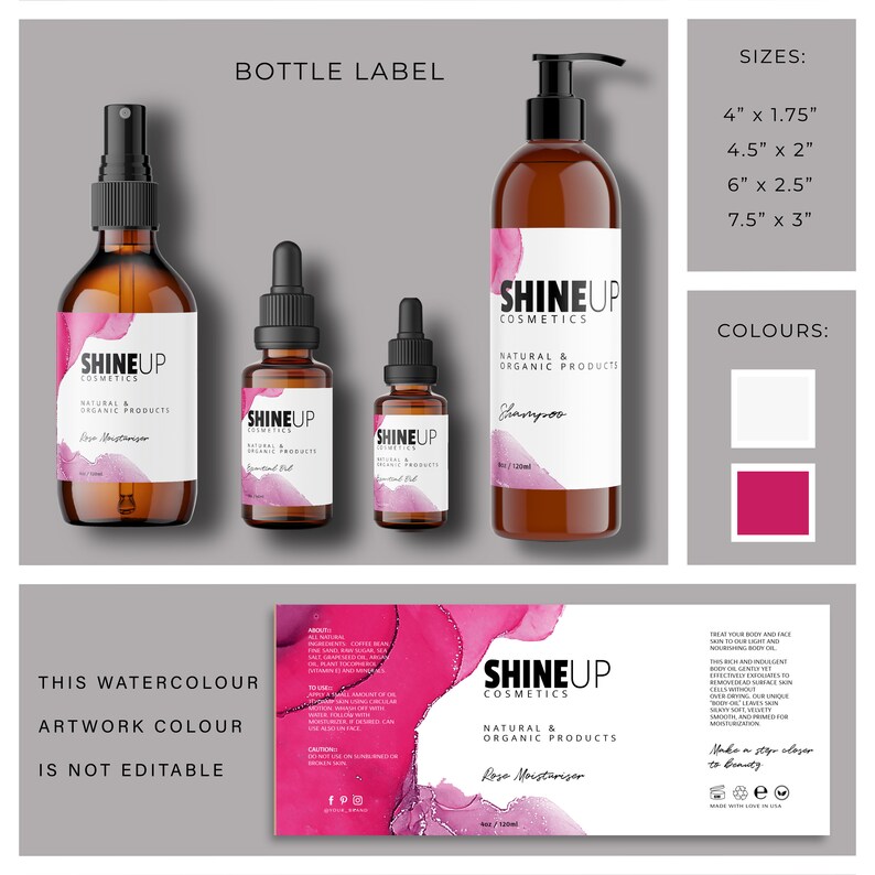 Editable Skincare Label Template, Cosmetic Product Labels, Beauty Branding Kit, DIY Printable Jar Labels, Templett image 2