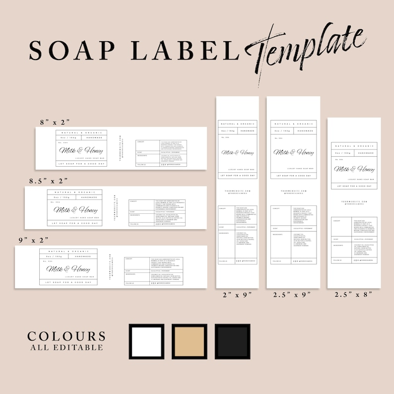 Editable Soap Label Template Printable Soap Label DIY Soap Etsy