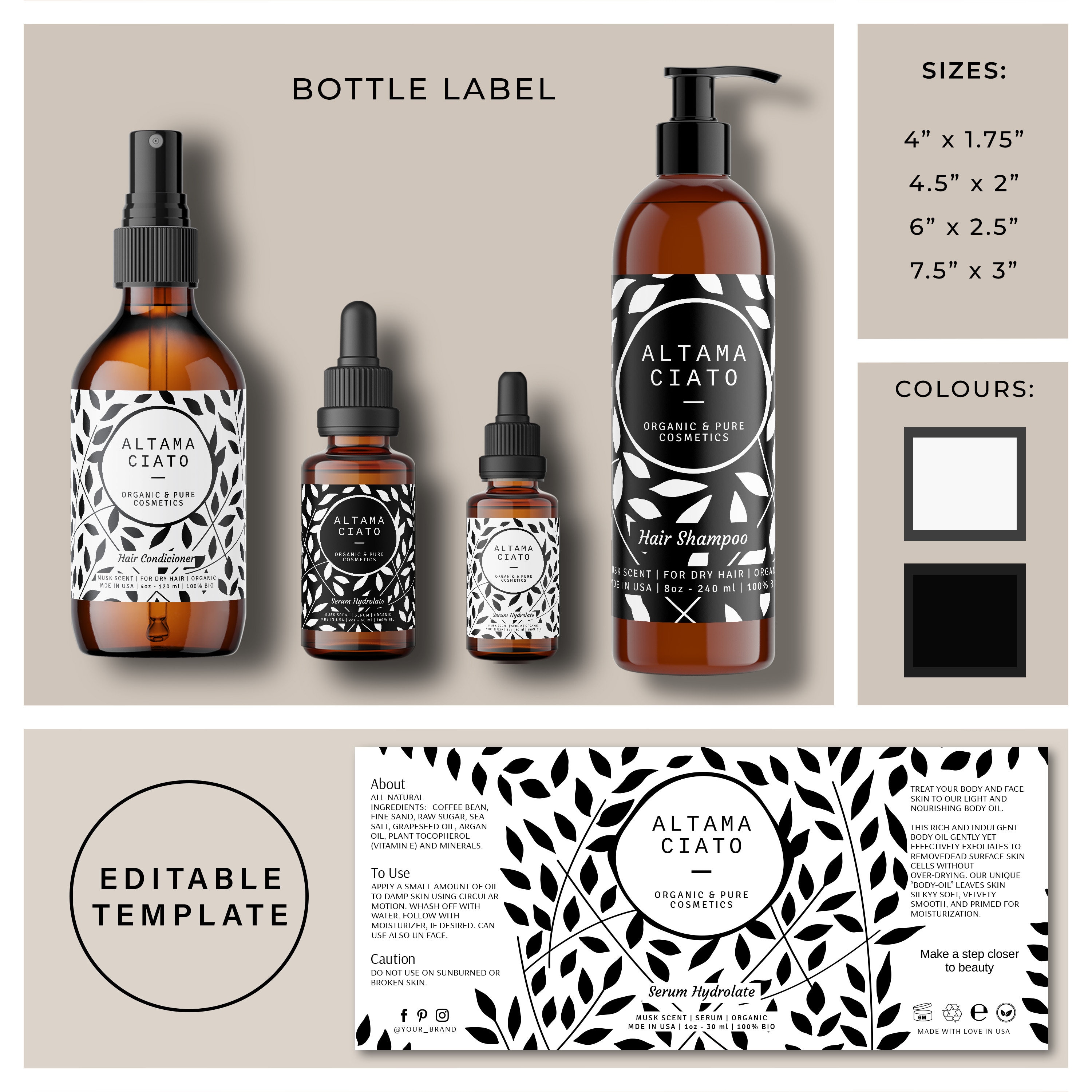 Editable Product Label Custom Label Template Stylish Dropper Etsy UK