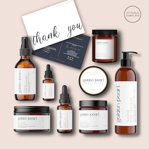 Editable Cosmetic Label Template, Customisable Skincare Label, DIY Beauty Product Labels, 1oz 2oz 4oz 8oz 16oz Jar Label / Bottle Label,