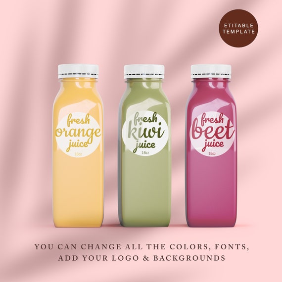 Editable Juice Bottle Label Custom Label Editable Juice Etsy