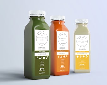 Editable Juice Label Template, Printable Smoothie Bottle Label Template, Juice Label Sticker Design, 8oz 12oz 16oz Juice Bottle Label